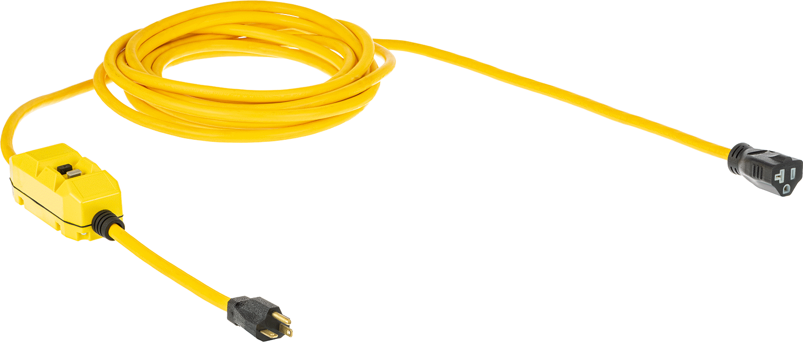 GFCI Uzatma Kablosu, NEMA 5-20 Fiş x NEMA 5-20 Prizli Sıralı, 25 Fit Uzunluk — 120V AC, 20 amp, 25 ft.