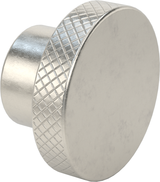303 Paslanmaz Çelik Tırtıllı Düğme, 5/8" Çaplı Dişsiz Delik ve 2-1/2" Baş Çapılı — 5/8", Dişsiz Delik, Tırtıllı Başlık