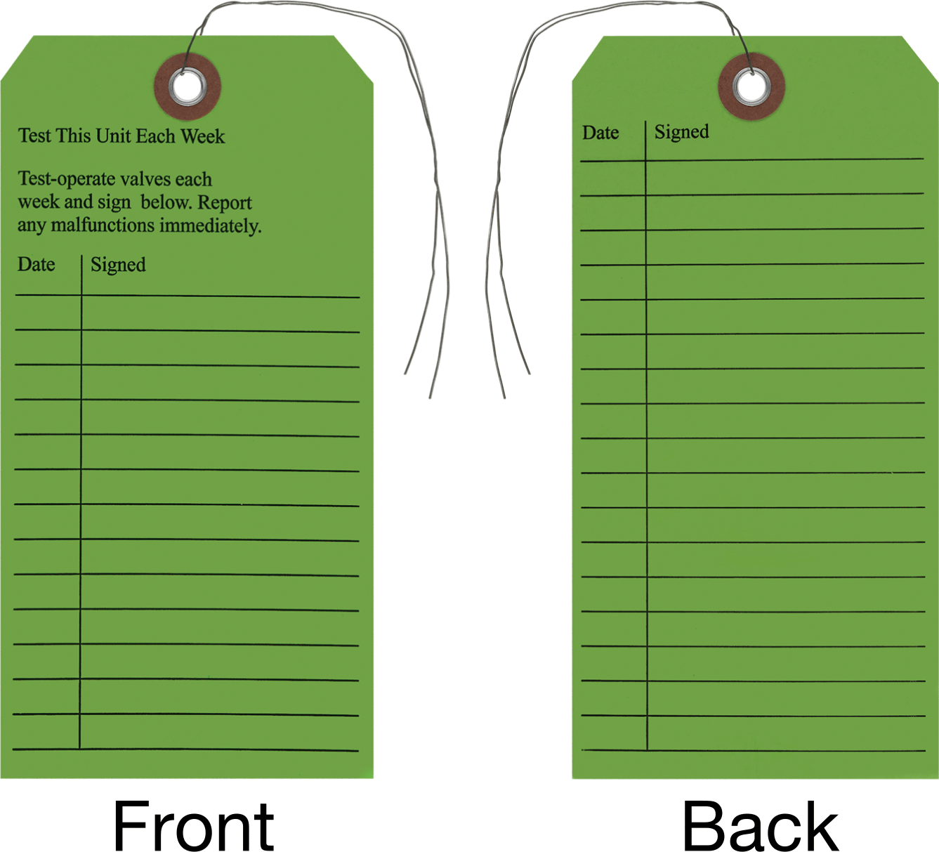 Denetim Kaydı Etiketleri, Bu Üniteyi Her Hafta Test Edin - Tarih - İmzalı Mesaj — Date—Signed, Test This Unit Each Week—Date—Signed, Card…