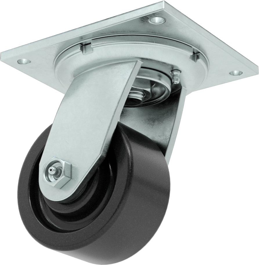 5-1/2" x 5" Plakalı Yüksek Kapasiteli Spartan Tekerlek, Sızdırmaz Rulmanlı Döner ve 4" Çapında Fenolik Tekerlek — 4", Levha, Döner