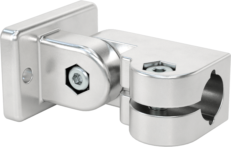 Ağır Hizmet Tipi Kelepçeli Çerçeve, 16 mm Dış Çaplı Ray için Alüminyum Ray Ucu — 16 mm, Yuvarlak, Alüminyum