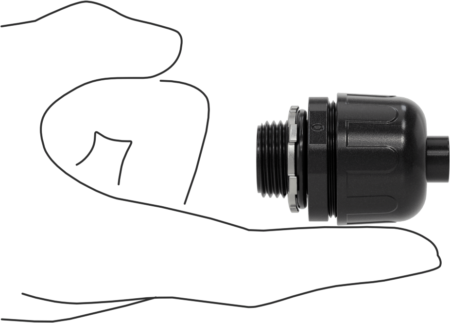Sıvı Geçirmez Esnek Plastik Kanal Adaptörü, Düz, 3/8 Geçmeli Dişi x 1/2 NPT Erkek, Siyah