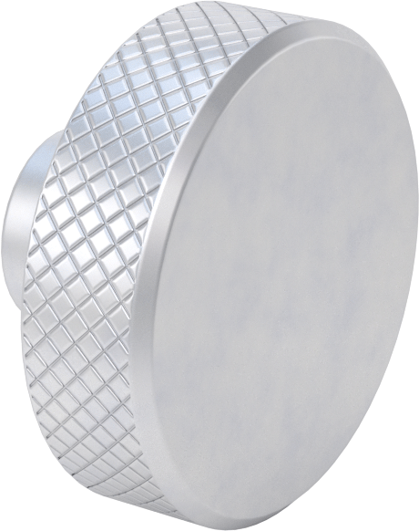 Alüminyum Tırtıllı Tutma Düğmesi, 3/8"-16 Dişli 7/8" Derinlikte Delikli — 3⁄8"-16, Tırtıllı Başlık, Alüminyum