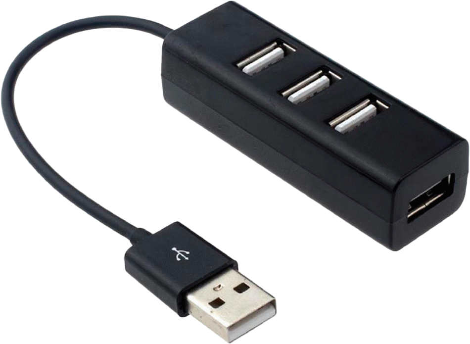 USB Hub, USB A 2.0 Erkek x 4 Dişi USB A 2.0 — 2 5⁄8", 3 3⁄4", Düz