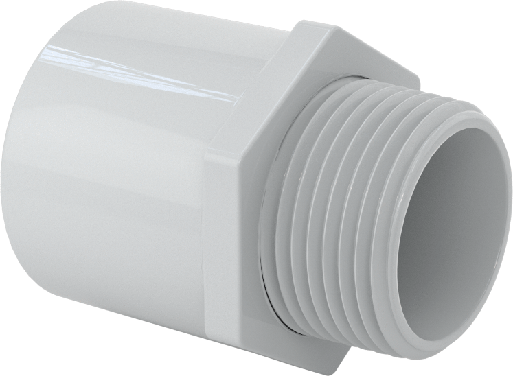 Sert PVC Kanal için 1 Anma Ölçüsünde Dişi x 1 NPT Erkek Adaptör — Adaptör, Konektör, Plastic, PVC, Düz