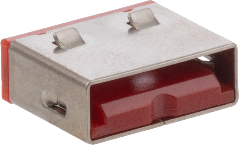 Kalıcı USB Port Kilidi — Kırmızı, 140° F, İtme Bağlantısı