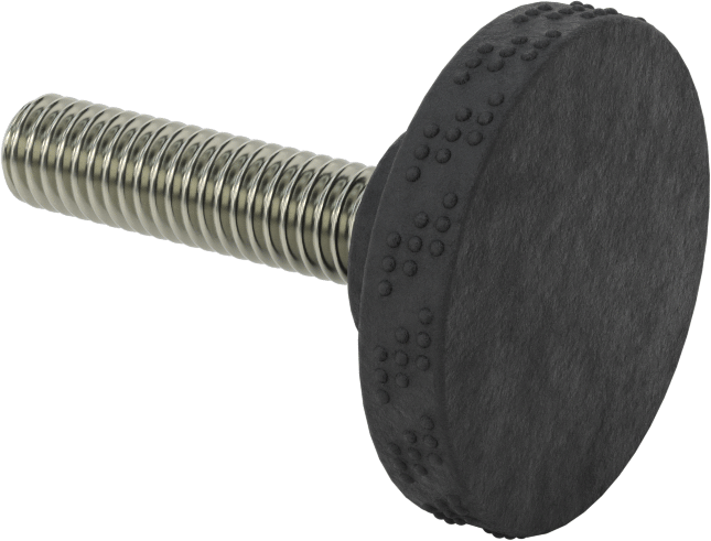 Rahat Tutuşlu Plastik Tırtıllı Düğme, 3/8"-16 Dişli 1-1/2" Uzunlukta Saplamalı, 1-9/16" Baş Çapı — 3⁄8"-16, 1 1⁄2", Tırtıllı Başlık
