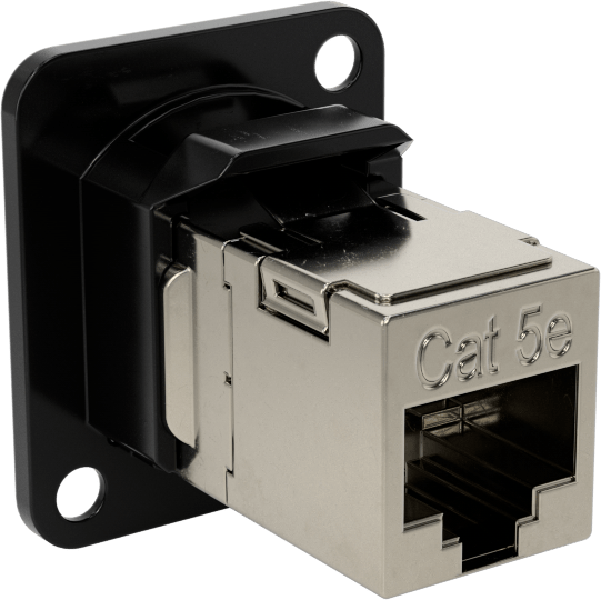 Panele Monte RJ45 Adaptörü, Korumalı Vidalı, Plastik Muhafaza, Kategori 5E