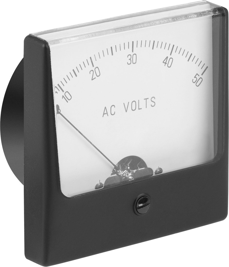 Analog Elektrik Paneli Ölçer, 0-50 V AC ölçer, Akrilik Pencere — AC Gerilimi, Analog, 3.25"