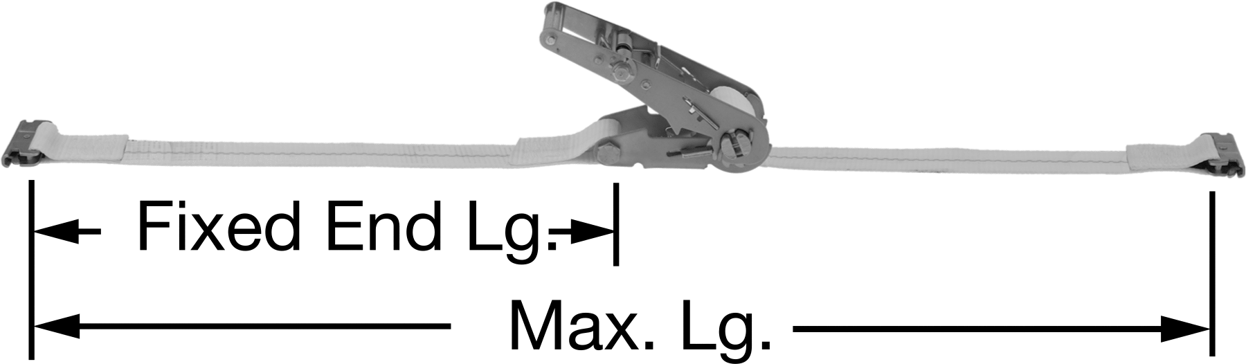 E-Track için 12 Fit Uzunluğunda Tork Sınırlayıcı Kayış — Cırcır, 1,330 lb., 2"