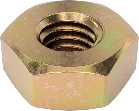 Sarı Kromat Kaplamalı Çelik Altıköşe Somun, Orta Mukavemetli, Sınıf 8, M3 x 0.50 mm Diş