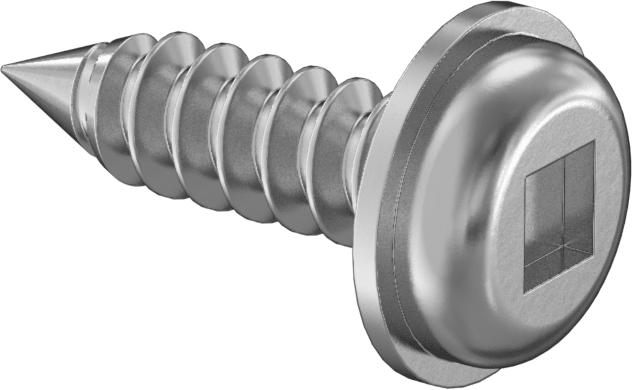 Metal için Flanşlı Ekstra Geniş Yuvarlak Başlı Vidalar, Kare Tahrik, Çinko Kaplı Çelik, 12 Numaralı Boyut, 3/4" Uzunluk — Kare, No. 12, F…