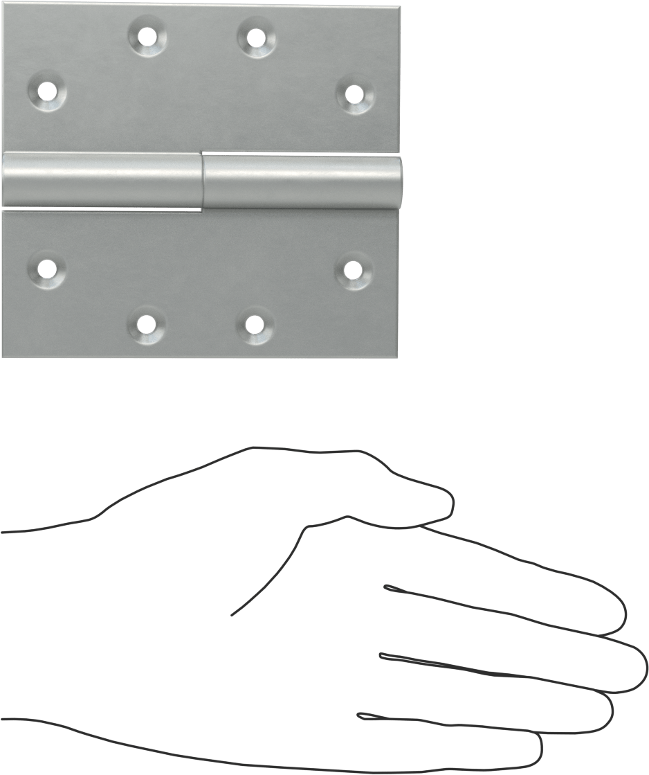 Kaldırmalı Giriş Kapısı Menteşesi, Krom Kaplı Çelik, 4.5" x 2" Kapı Kanadı, Sol Yan Kapı Montajı