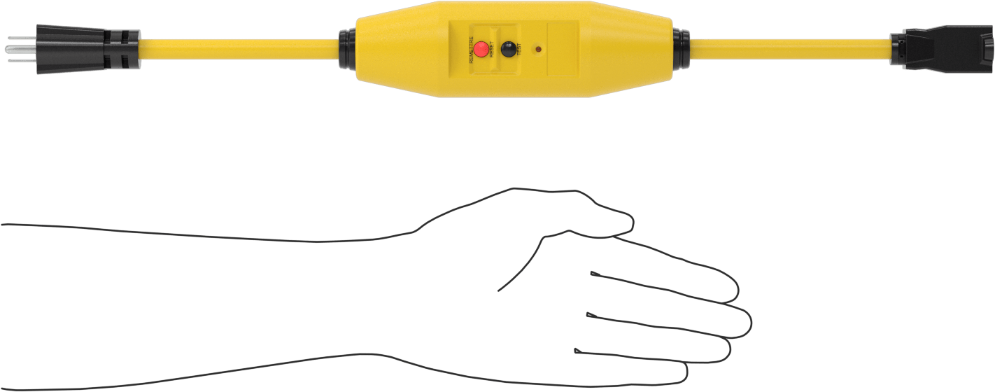 GFCI Uzatma Kablosu, NEMA 5-15 Fiş x Priz, 1 Priz, 12 AWG Tel, 2 ft Uzunluk