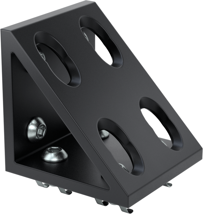 T-Yivli Çerçeve Yapısal Braket, 60 mm Çift/Dörtlü Ray için Siyah Köşebent Braket, 2-3/8" Uzunluk