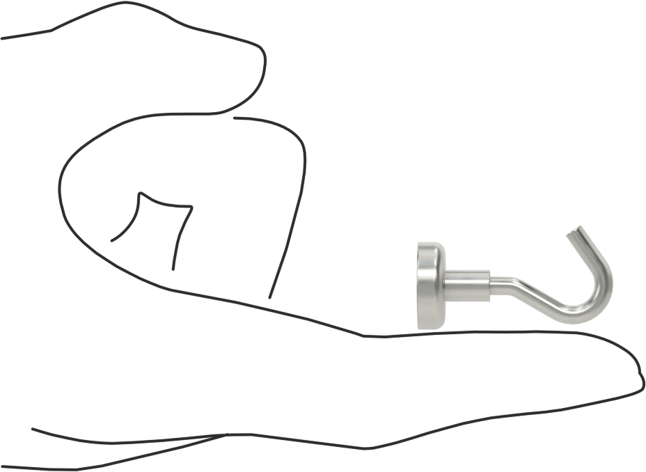 Mıknatıslı Kanca, 5/8" Genişlik x 5/8" Yükseklik x 1-3/8" Derinlik