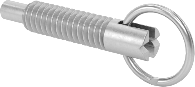 Çelik Halka Tutamaklı Geri Çekilebilir Yaylı İtici, Kilit Burunlu, 1/4"-20 Diş, 1-2.5 lb. Burun Kuvveti