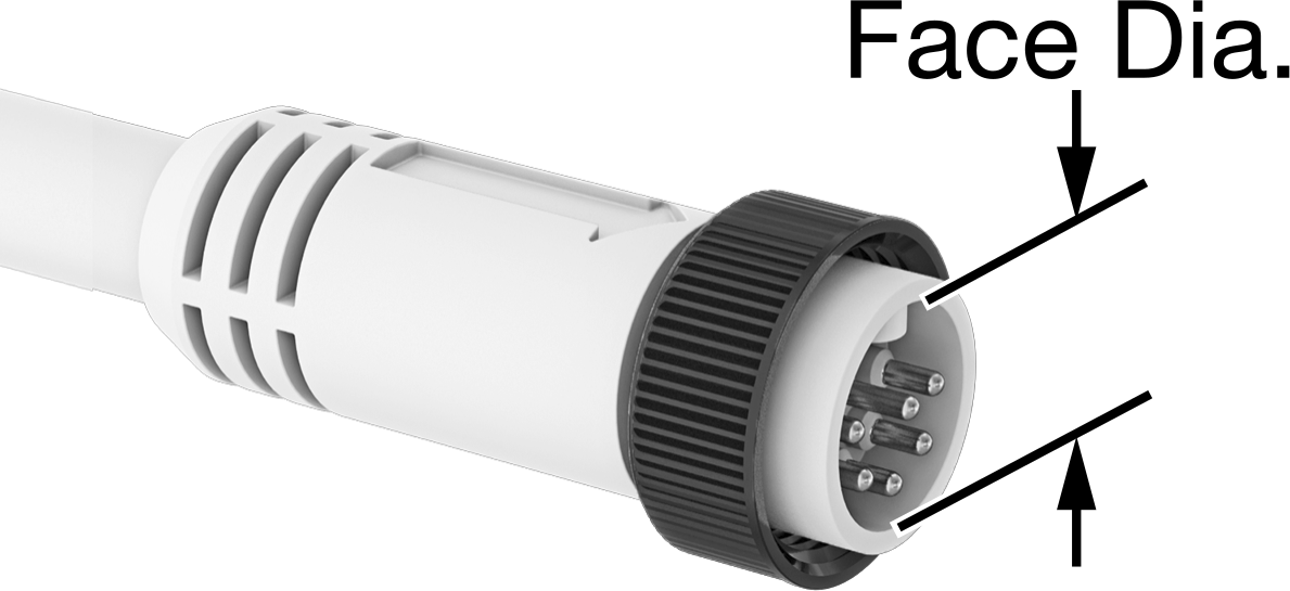 Mini Konektör, Fiş, İç Diş, 6 Kutuplu, 0.7 inç Yüz Çapı, 12' Kablo — 6, Sarı, 600V AC/600V DC