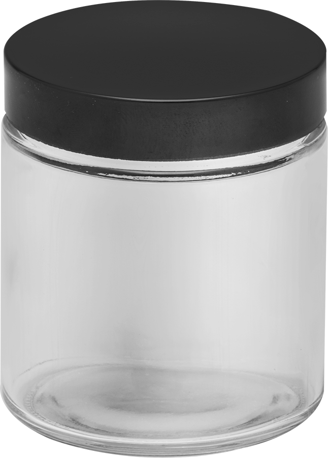 Kaplamalı Kağıt Mühürlü Cam Kavanoz, 4 FL oz/120 ml Kapasite, Şeffaf — Glass, Paper, Phenolic, Plastic, Soda-Lime Glass, 4 fl. oz., 120 m…