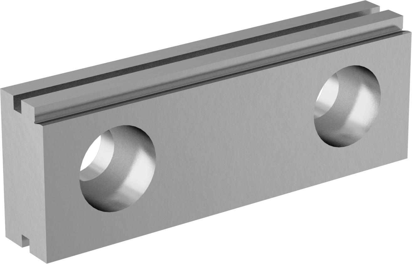Yivli Freze Makinesi Mengene Çenesi, 4" Genişlik x 1-3/8" Yükseklik x 0.672" Kalınlık