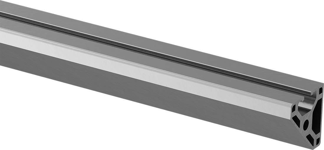 T-Yivli Çerçeve Rayı, Tek Açılı Tek Yuvalı Ray, Gümüş, 40 mm Kare