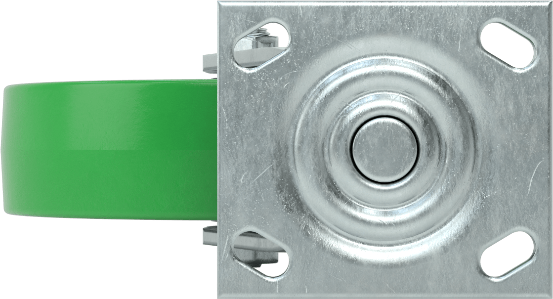 4-1/2" x 4" Plakalı Yüksek Kapasiteli Spartan Tekerlek, 8 inç Çapında Açık Rulmanlı Poliüretan Tekerlekli Döner Tekerlek