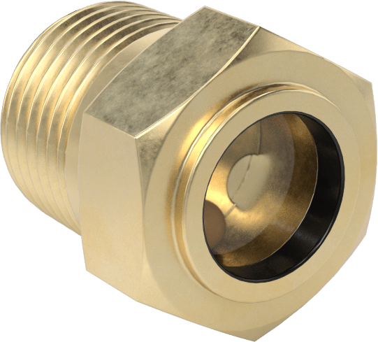 Koyu Sıvılar için Yüksek Görünürlüklü Gözetleme Camları, Pirinç, 3/8 NPTF, 100 PSI @ 70°F Maksimum