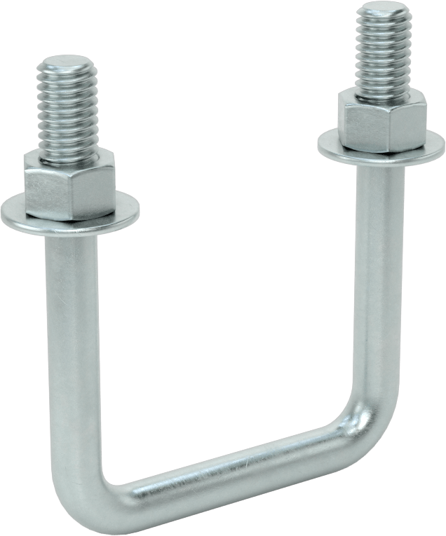 Kare U-Cıvata, Çinko Kaplamalı, 3/8"-16 Diş Boyutu, 2-1/8" İç Genişlik, 3" Yükseklik