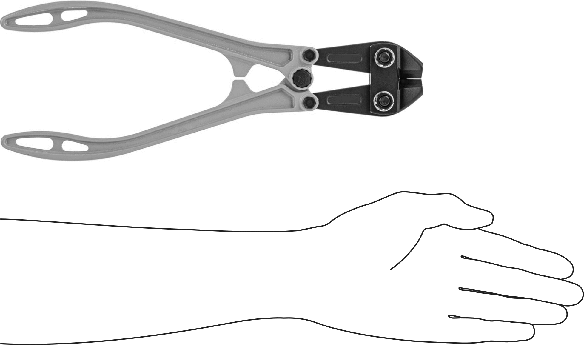 Ofset Saplı Cıvata Kesici, 3/16" Yumuşak Çelik ve 1/8" Orta Sertlikte Çelik için Maksimum Çap