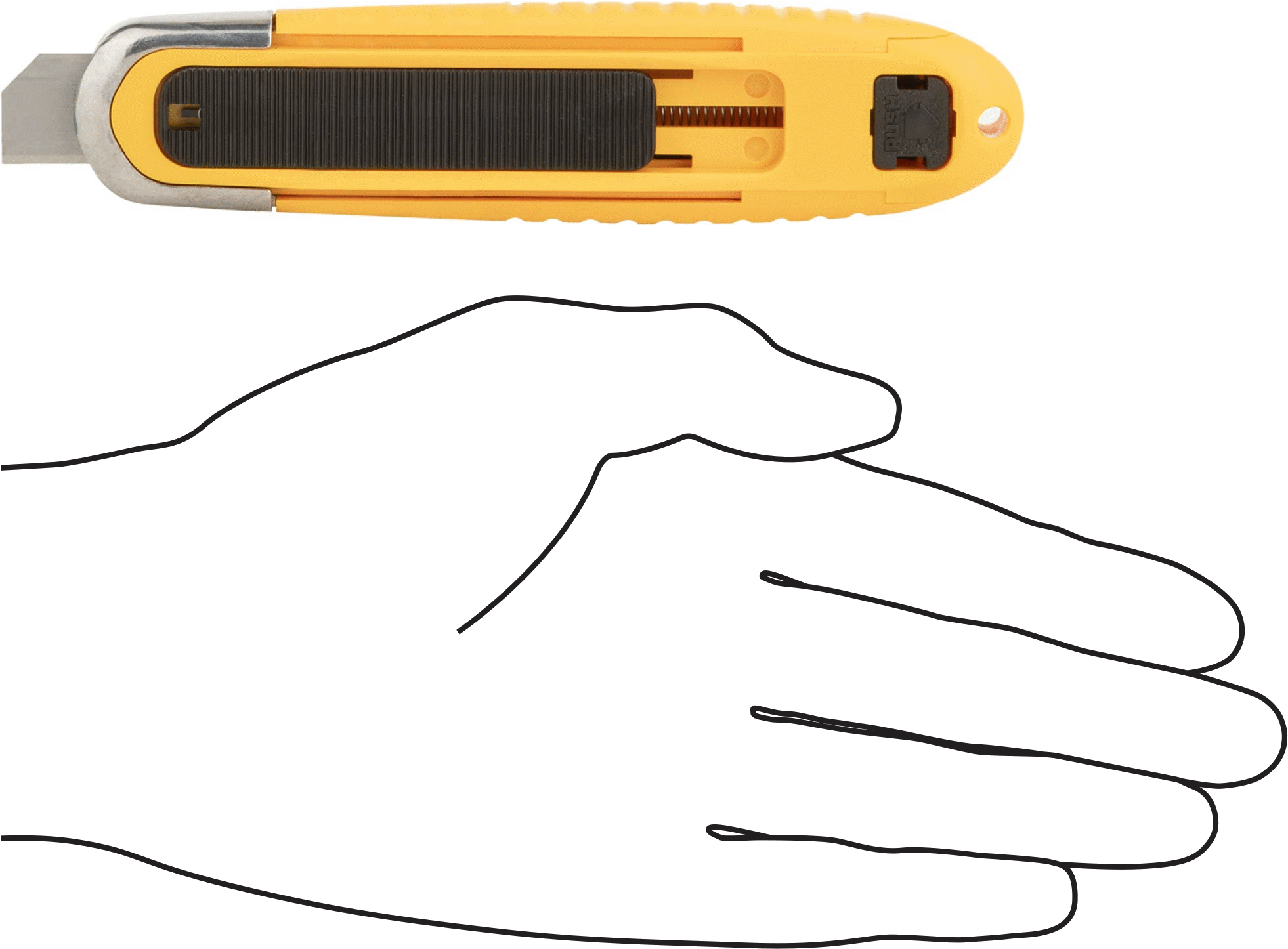 Otomatik Geri Çekilebilir Bıçaklı Maket Bıçağı, 2-1/8" Uzunluk x 11/16" Genişlik Bıçak