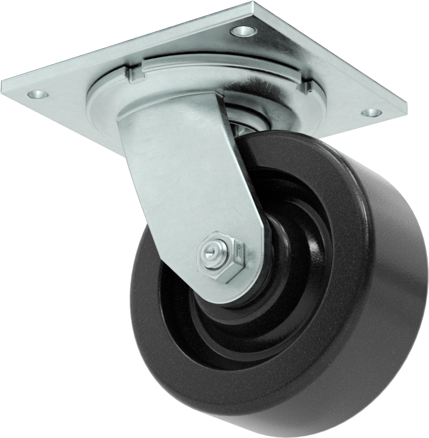 5-1/2" x 5" Plakalı Yüksek Kapasiteli Spartan Tekerlek, Açık Rulmanlı ve 5" Çapında Fenolik Tekerlekli Döner