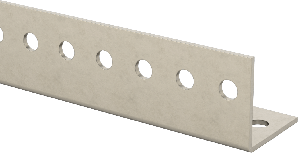 Cıvatalı Çerçeve, L Şeklinde Çinko Kaplı Çelik Ray, 2" x 2" Genişlik, 8 Fit Uzunluk — Çelik, Ray, 0.109"