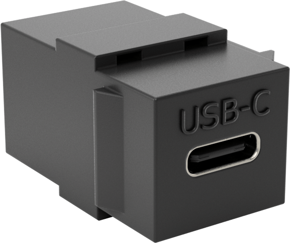 Keystone Duvar Plakaları için USB Adaptörü, USB C Dişi x USB C Dişi, Standart 3.2 Gen 1, Siyah — Adaptör, 3.2 Gen 1, Düz