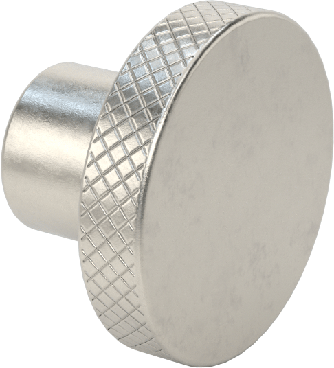 303 Paslanmaz Çelik Tırtıllı Düğme, 3/8" Çaplı Dişsiz Delik ve 1-1/2" Baş Çaplı — 3⁄8", Dişsiz Delik, Tırtıllı Başlık