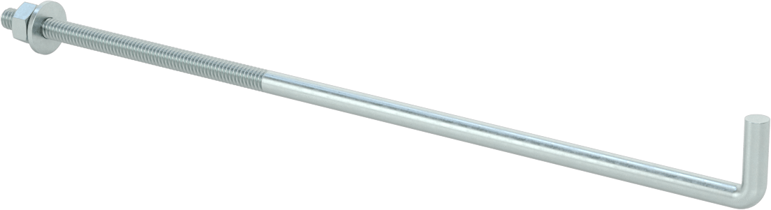 Somun ve Pullu Düşük Mukavemetli Çelik Sabitleme Cıvatası, 90 Derece Yuvarlak Kancalı, Çinko Kaplamalı, 1/4"-20 Diş Boyutu, 10" Uzunluk