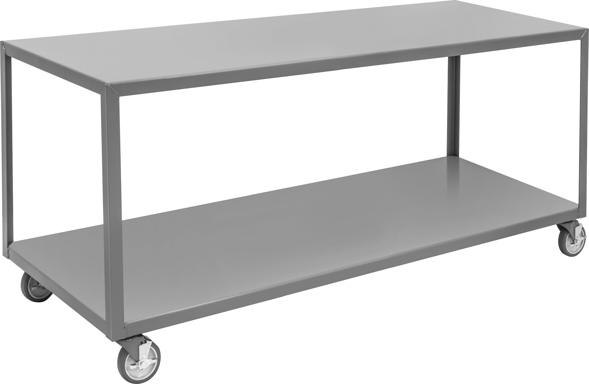 Çelik Masa, Raflı, Mobil, 34" Yükseklik x 72" Genişlik x 30" Derinlik — 72", Yuvarlanma, 30"