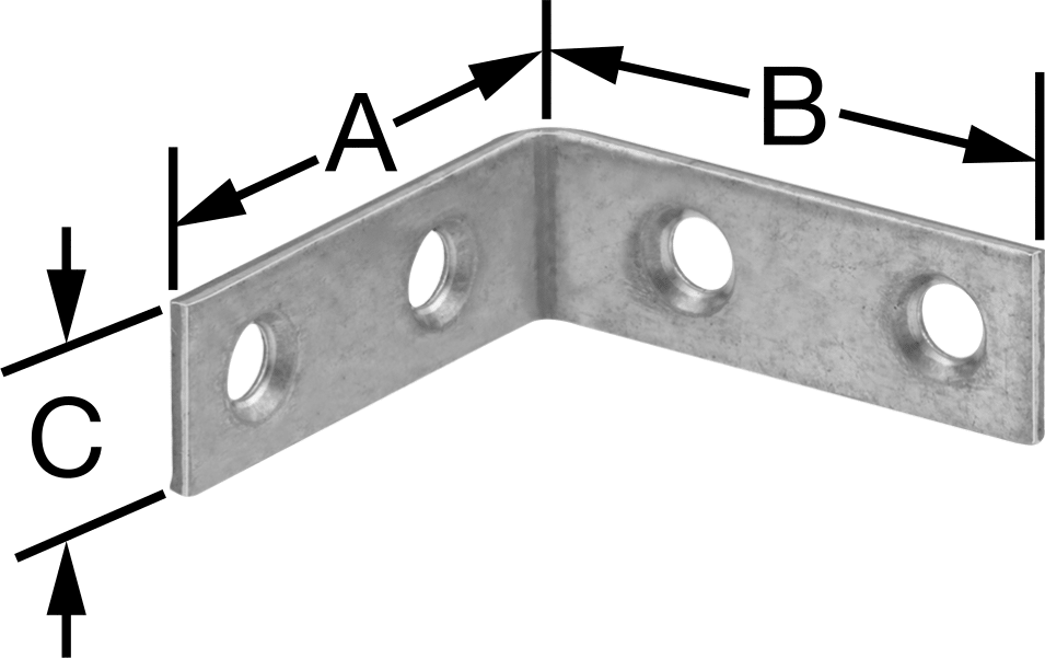 304 Paslanmaz Çelik Köşe Braketi, 1-13/16" x 1-13/16" x 1/2"