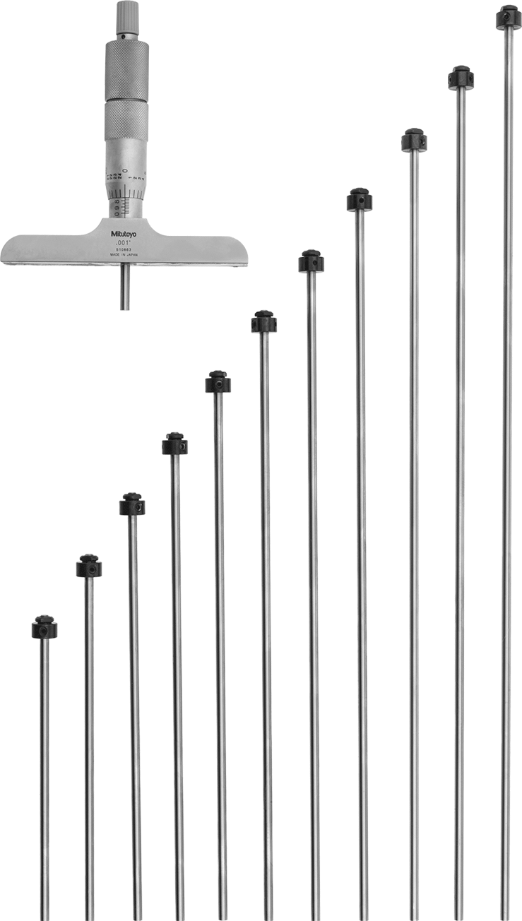Mitutoyo Derinlik Mikrometresi, NIST Sertifikalı, Model, 129-150, 0 ila 12 inç Ölçüm Aralığı