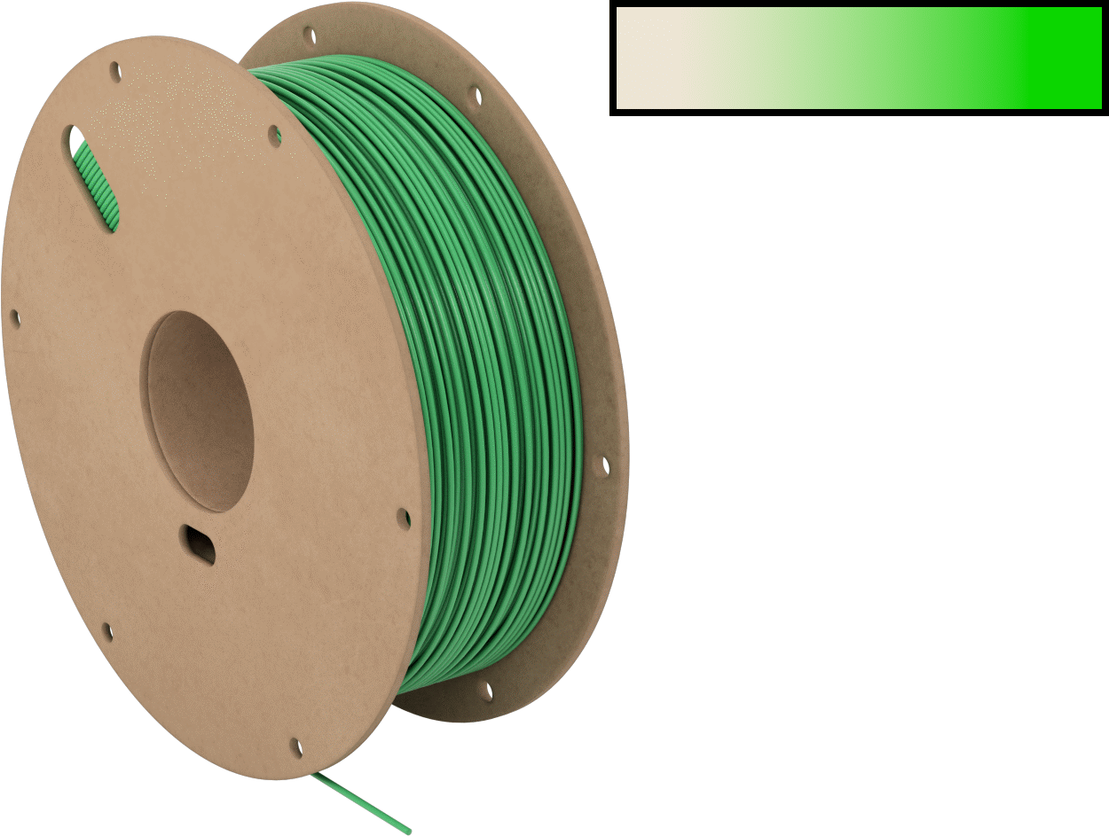 Kolay Baskı 3D Yazıcı Filamenti, Karanlıkta Parlayan Pla, Mat Yeşil, 1.75 mm Çap, 1000G — 1.75 mm, Yeşil, 1,000 g