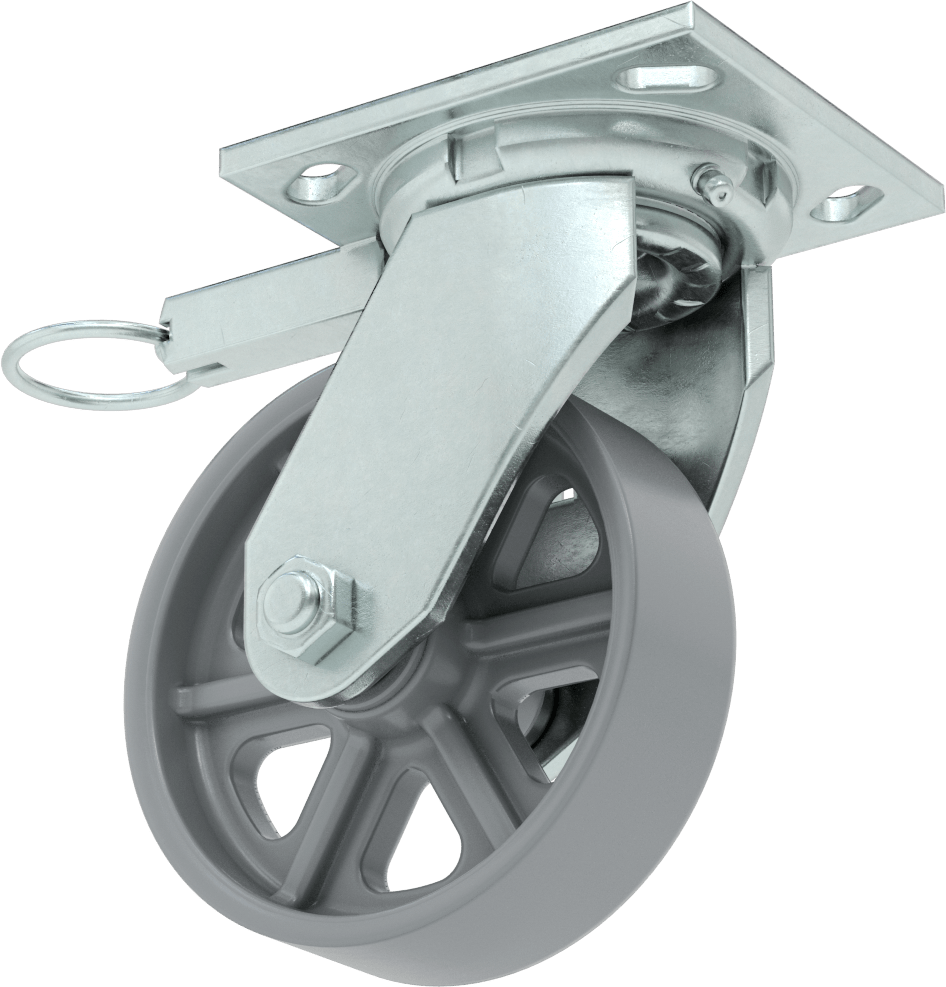 4-1/2" x 4" Montaj Plakalı Samson Tekerlek, Döner Kilitli ve 5" Çapında Metal Tekerlekli Döner