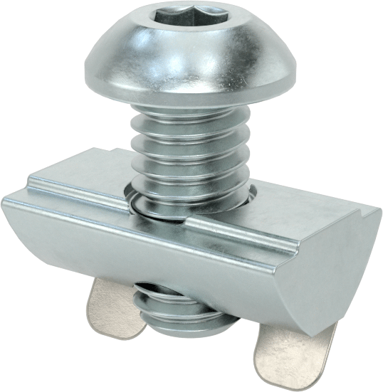 T-Yivli Çerçeve, Yaylı Tırnak Somunu ve 5/16"-18 Vida, 1.5 inç ve 40 mm Ray — Drop In, Vida ve Somun Seti, Merkez