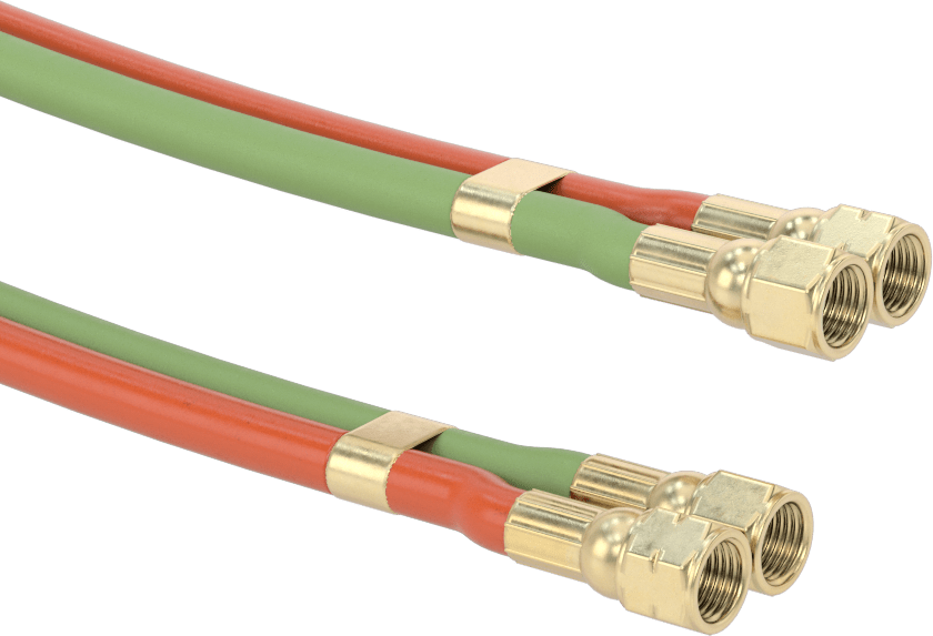Kaynak Gaz Hortumu, Pirinç 9/16"-18 UNF Dişi Bağlantı Parçalı, 2 Hat, 3/16" İç Çap