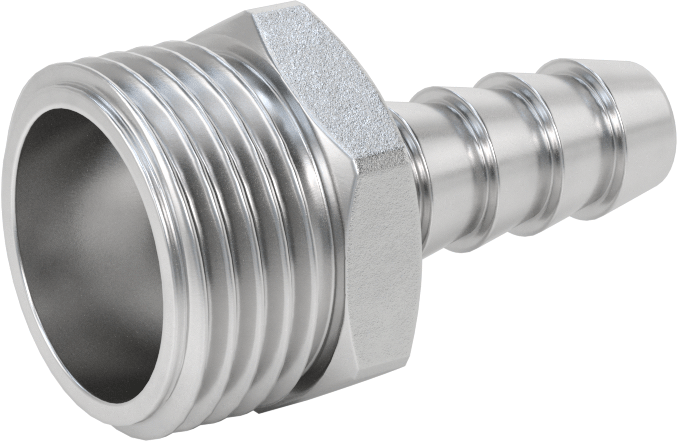 303 Paslanmaz Çelik Düz Adaptör, 1/2" Tırnaklı Hortum İç Çapı x 3/4 GHT Erkek