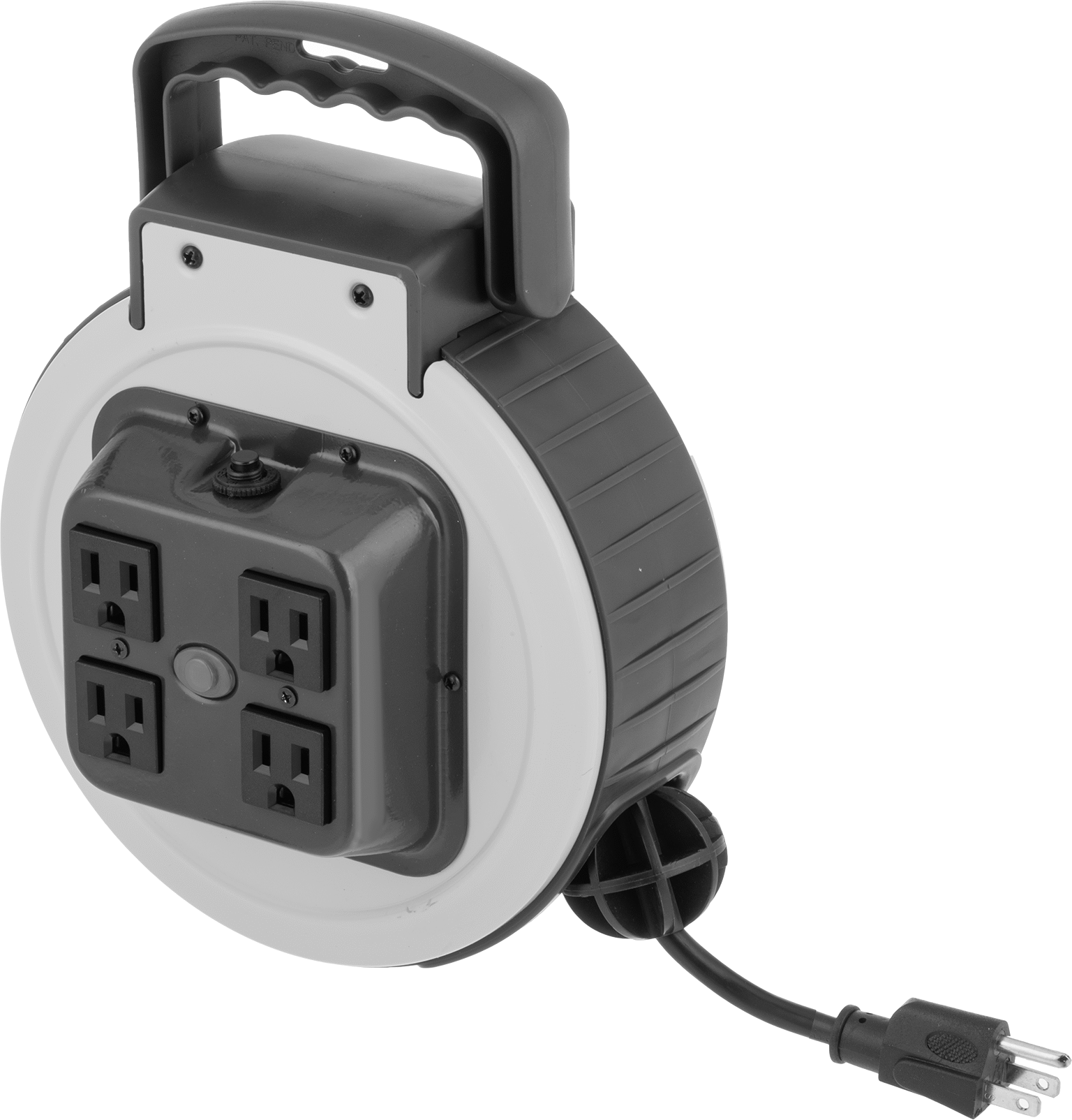 Otomatik Sarılan Uzatma Kablosu Makarası, Fişli Uzatma Kablosu, 4 NEMA 5-15 Çıkış — 25 ft., -, 10 amp