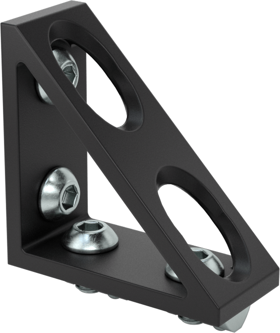 T-Yivli Çerçeve Yapısal Braket, 20 mm Ray için Açık Köşebent Braketi, 1-37/64" Uzunluk, Siyah