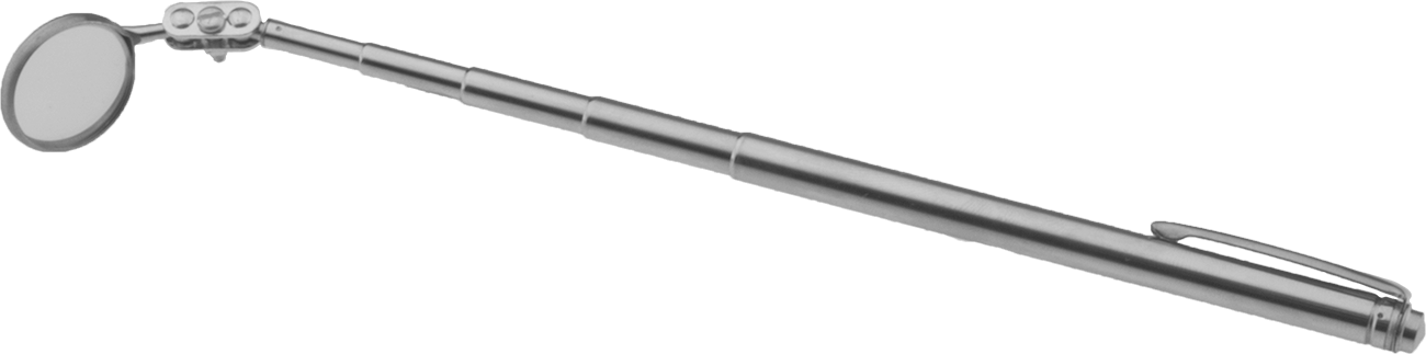 Cam El Tipi Muayene Aynası, Yuvarlak, 4" ila 17" Tutamak Uzunluğu, 7/8" Çap