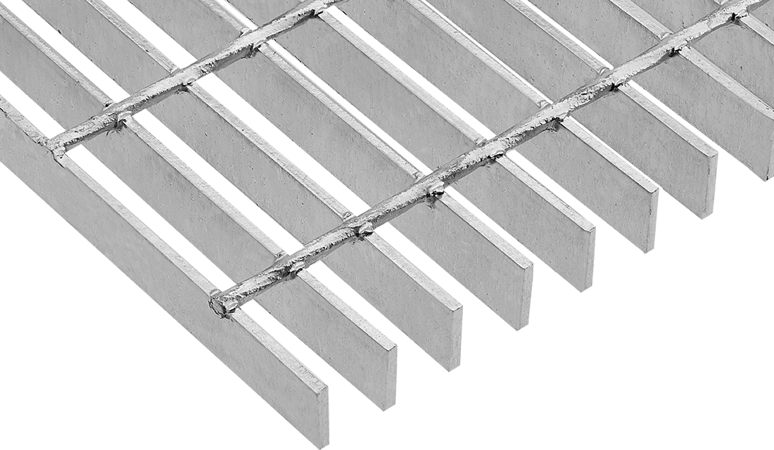 Pürüzsüz Çelik Çubuk Izgara, Galvanizli, 3 Fit Genişlik, 3/4" Yükseklik x 1/8" Genişlikte Taşıyıcı Lama