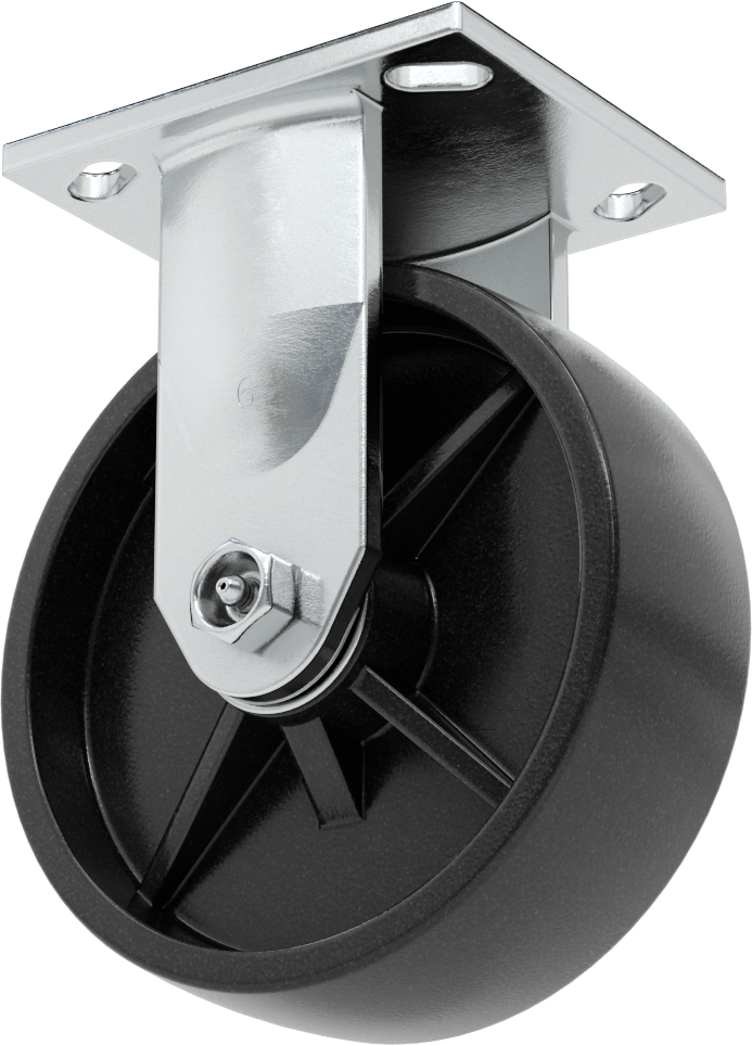 4-1/2" x 4" Montaj Plakalı Samson Tekerlek, 6" Çaplı Polipropilen Tekerlekli Sert, Açık Rulman — 6", Levha, 2"