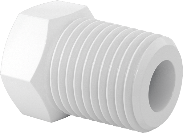 Naylon Gövdeli Dişli Delikli Vana, Fiş x 1/8 NPT Erkek, 0.020" Delik Çapı, Mavi