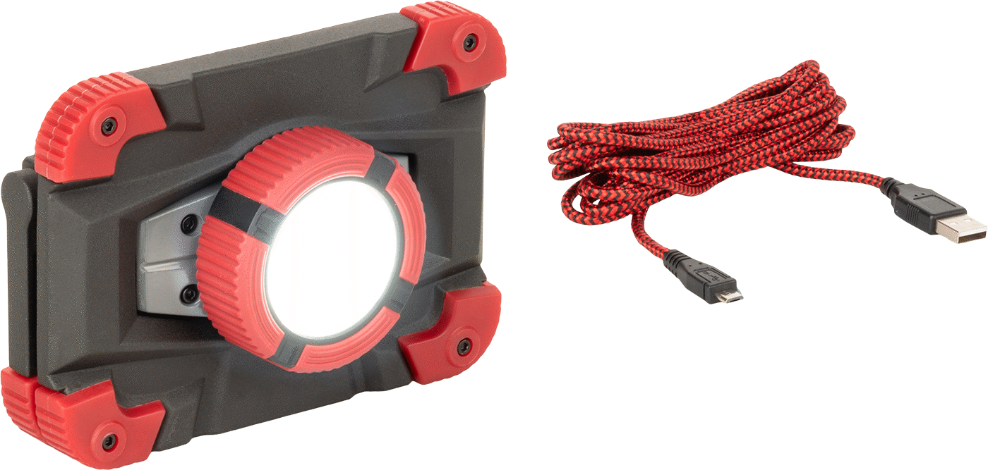 Islak Ortamlar İçin Ayaklı Taşınabilir Projektör, Akülü, 4-3/4" Yükseklik x 6-3/4" Genişlik x 2-3/4" Derinlik Başlık — USB, USB-A, Pil, Evet